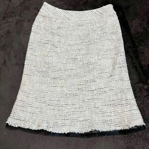 未使用品　エムズグレイシー　M’s GRACY サイズ38 白系　アイボリー　黒　ミニスカート　ツイード ホワイト キュプラ　スカート