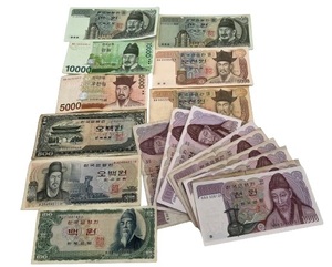 韓国旧紙幣　大韓民国　旧ウォン紙幣15枚　計52100ウォン分 Republic of Korea　海外旧紙幣 外国旧紙幣