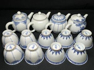 058 時代物 煎茶器 京焼 平安 和峰 急須 煎茶碗 13点 無傷 茶道具 煎茶道具 中国美術 古玩