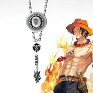 ONE PIECE ポートガス・D・エース　ステンレスチェーンネックレス 　レア　新品未使用　海外限定　希少