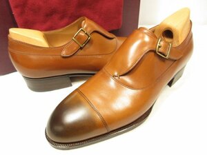 HH 未使用【ジョンロブ JOHN LOBB】 パリロゴ ビスポーク キャップトゥ サイドストラップ シューズ 靴 (メンズ) 24～24.5相当 茶●18HT2199