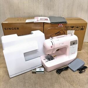 F611-U35-137 SINGER シンガー SN777αⅢ コンピューターミシン ピンク ワイドテーブル,フットペダル,説明書,箱付き 動作確認済み ⑥