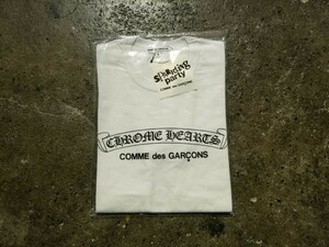 COMME des GARCONS 2007 Xmas SPARKING PARTY ×CHROME HEARTS スクロールラベルロゴカットソー コムデギャルソン クロムハーツ 白