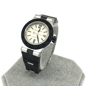 ◆BVLGARI ブルガリ アルミニウム 腕時計 クォーツ◆AL29TA ブラック SS×ラバー レディース ウォッチ watch