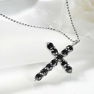 新品K18WG ブラックダイヤネックレス クロス 十字架 AAA　2.00ct 　ダイヤモンド　ギフト誕生石　ジュエリーケース付