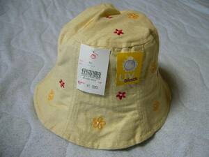 ハット 帽子 UV block UVブロック 麻と綿 ベージュ色 50cm 新品　・