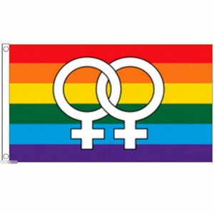 海外限定 国旗 女 ジェンダーシンボル レズビアン 虹 レインボーフラッグ LGBT 特大フラッグ