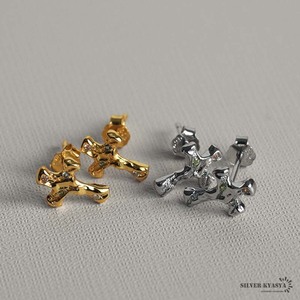 クロスピアス ゴールド シルバー 18K GP イヤリング gold 2点 十字架 シルバー925 スタッドピアス (ゴールド)