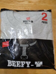 ビーフィー 2枚組 ヘザーグレー　メンズ ユニセックス Tシャツ 半袖 XＳ BEEFY-T ヘインズ Hanes BEEFY　
