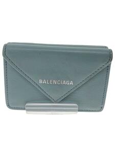 BALENCIAGA◆ペーパーミニウォレット/レザー/BLU/レディース/391446・4005・S・527545