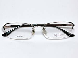 カルバンクライン Calvin Klein メガネ ★ チタン 軽量 ナイロール ★ シルバー ★ 眼鏡 メガネフレーム