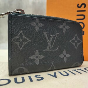 未使用級●LOUISVUITTON ルイヴィトン メンズ モノグラムエクリプス ポルトモネ ジュール 小銭入れコインケース カード 黒 ノワール RFID◎