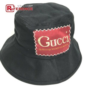 美品 GUCCI グッチ 627174 ロゴ ハット帽 帽子 バケットハット ボブハット ハット ブラック レディース【中古】