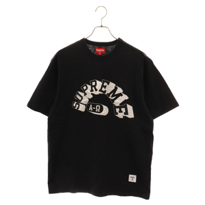 SUPREME シュプリーム 21AW ALPHA OMEGA S/S TOP フロントロゴ刺繍 半袖Tシャツ ブラック