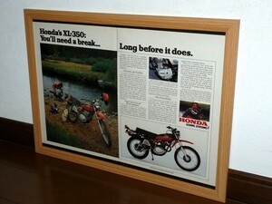 1977年 USA 70s 洋書雑誌広告 額装品 Honda XL350 ホンダ (A3size) / 検索用 店舗 看板 ガレージ ディスプレイ AD 装飾