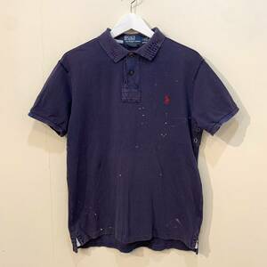 POLO Ralph Lauren Slim Fit Polo Shirt ポロ ラルフローレン スリムフィット ポロ シャツ ダメージ ビンテージ 加工 刺繍 半袖 Tシャツ L