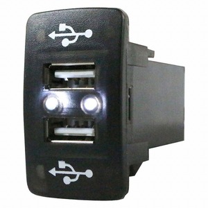 【ホンダA】 N BOX JF1 JF2 H23.12～現在 LED/ホワイト 新設2口 USBポート 充電 12V 2.1A 増設 パネル USBスイッチホールカバー 電源