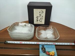 コレクション　昭和　レトロ　アンティーク　ガラス皿　雪華　ゆきはな　料理皿　5枚　まとめて　未使用