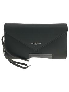 BALENCIAGA◆長財布/レザー/GRY/無地/レディース/371661