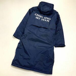 激レア 非売品 良品 中央大学 スキー部 ベンチコート チャンピオン champion 裏ボア 中綿ポリダウン メンズ L相当 ネイビー 入手困難