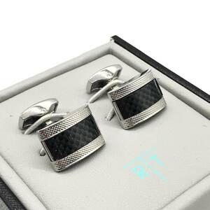 箱付き　タテオシアン TATEOSSIAN CARBON FIBRE D-SHAPE BLACK CUFFLINKS / カーボンファイバー カフス カフリンクス 定価31,900円