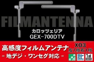 地デジ ワンセグ フルセグ L字型 フィルムアンテナ 右1枚 左1枚 カロッツェリア carrozzeria 用 GEX-700DTV 対応 フロントガラス 高感度 車