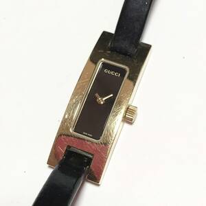 【1円】 時計 GUCCI グッチ 3900L QUARTZ クォーツ 2針 スクエア ブラック文字盤 黒文字盤 GENUINE LEATHER 本革ベルト 腕時計 ウォッチ