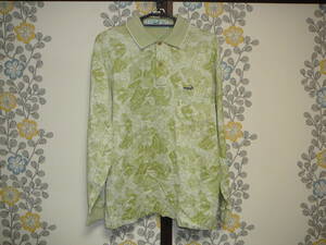 美品　クロコダイル　ポロシャツ　M　ライトグリーン系　総柄　日本製　