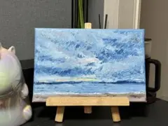 「海と雲」　手描き　油絵　風景画　原画