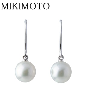 ミキモト パール ピアス フックタイプ 現行モデル PE-12EU型 アコヤパール7.8mm K18WG 新品仕上げ済 MIKIMOTO【16848】