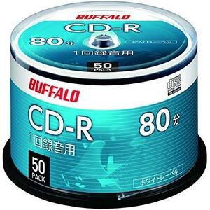 ★50枚★ バッファロー 音楽用 CD-R 1回録音 80分 700MB 50枚 スピンドル ホワイトレーベル RO-CR07M-050PW/N