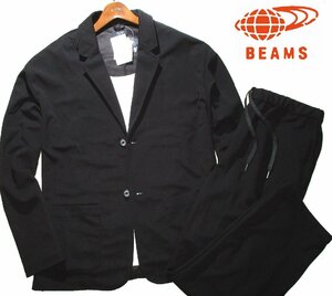 新品ラス1 春物 XL ▼ ビームス BEAMS HEART ライトポンチ スーツ ルーズフィット テーラードジャケット パンツ セットアップ メンズ LL 黒