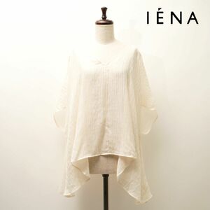 下げ札付き IENA イエナ シアーブラウス 袖デザイン 半袖 トップス レディース 生成 フリーサイズ*KC1327