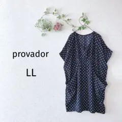 【provador】 チュニックプルオーバー （LL） ネイビー ドット柄 光沢