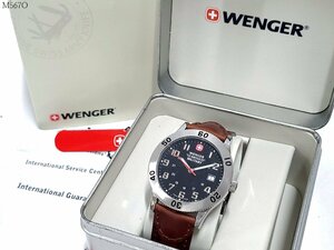 WENGER ウェンガー SWISS MILITARY 7296X クォーツ 3針 デイト メンズ 腕時計 ケース付き M567OA
