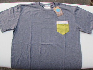 BLUE & GREEN PARADISE T-SHIRT (POCKET) / ブルー＆グリーン　リサイクルセイル　Ｔ－シャツ（ポケット付）グレー　Ｌサイズ