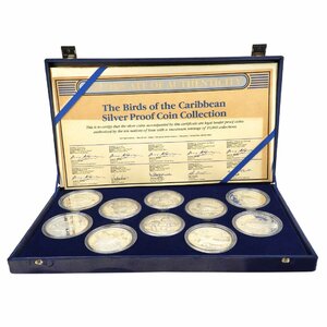 The Birds of the Caribbean Silver Proof Coin Collection 銀貨総重量約1200g 銀貨10枚 ＄100 ＄50 ＄25 鳥 ミントコイン (K-SM1169)