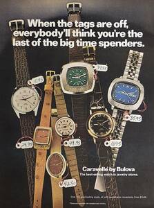稀少・時計広告！1970年代ブローバ 時計広告/Bulova Caravelle Watch/Q