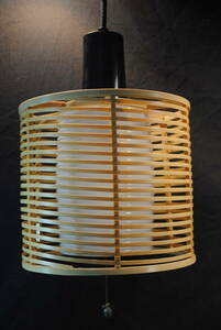 会5　昭和レトロ　ナショナル　円筒形　竹編み籠風　白熱灯照明　LB16112　300x220ミリ