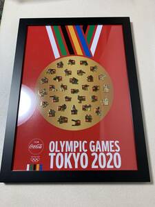 コカ・コーラ 東京2020オリンピック ゴールドピクトグラムピンセット 額装ピンバッジ 当選品 美品