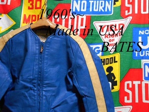 ★GOODカラーのツートンな1着★Made in USA製アメリカ製BATESベイツビンテージシングルライダースジャケットレザージャケット60s60年代34S