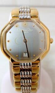 Christian Dior　48.133 レディース腕時計　クォーツ　デイト　シルバー文字盤　付属品付　店舗受取可