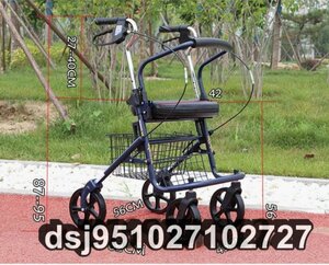 手押し車 歩行器 高齢者 屋外 高さ4段階調節可能 老人 座れる 折りたたみ 車椅子 ブレーキ プルダウン式ブレーキ設計