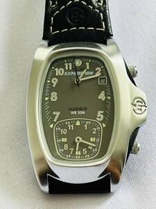 〇P108 TIMEX タイメックス クォーツ アナログ 腕時計 CR1216 CELL グレー文字盤×シルバーカラー メンズ腕時計 
