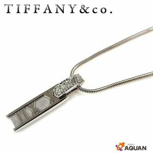 TIFFANY&Co. ティファニー アトラス バー ティラチェーン 3ポイント ダイヤモンド K18WG ホワイトゴールド 9054