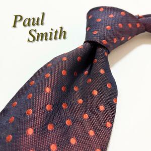 【美品】Paul Smith ポールスミス ネクタイ ドット柄 水玉 英国製 ボルドー メンズ スーツ ピンドット マルチストライプ ハイブランド 高級