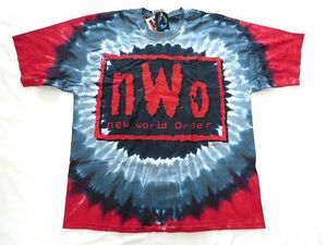 USA製未使用デッドストック格闘技TシャツプロレスTシャツ WCW nWo タイダイTシャツL 90年代LIQUID BLUE製リキッドブルー