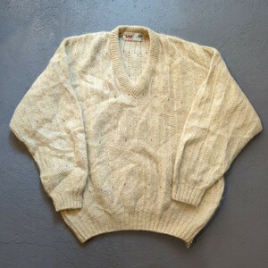 Vintage 100% WOOL Vネック モヘア セーター メンズ XL相当 ニット フィッシャーマン ヴィンテージ ビンテージ 東洋/カナタ/ジャミーンズ