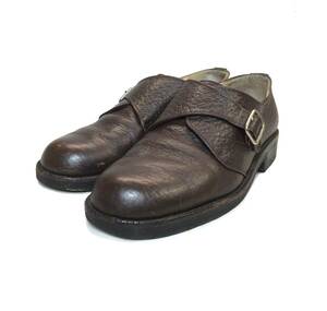 COMME des GARCONS HOME コムデギャルソンオム モンクストラップ ドレスシューズ 革靴 レザー ビジネスシューズ ブラウン 24.5cm (ma)