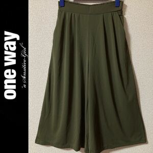 １回着新品同様☆one way ガウチョパンツ ワイドパンツ M カーキ ワンウェイ